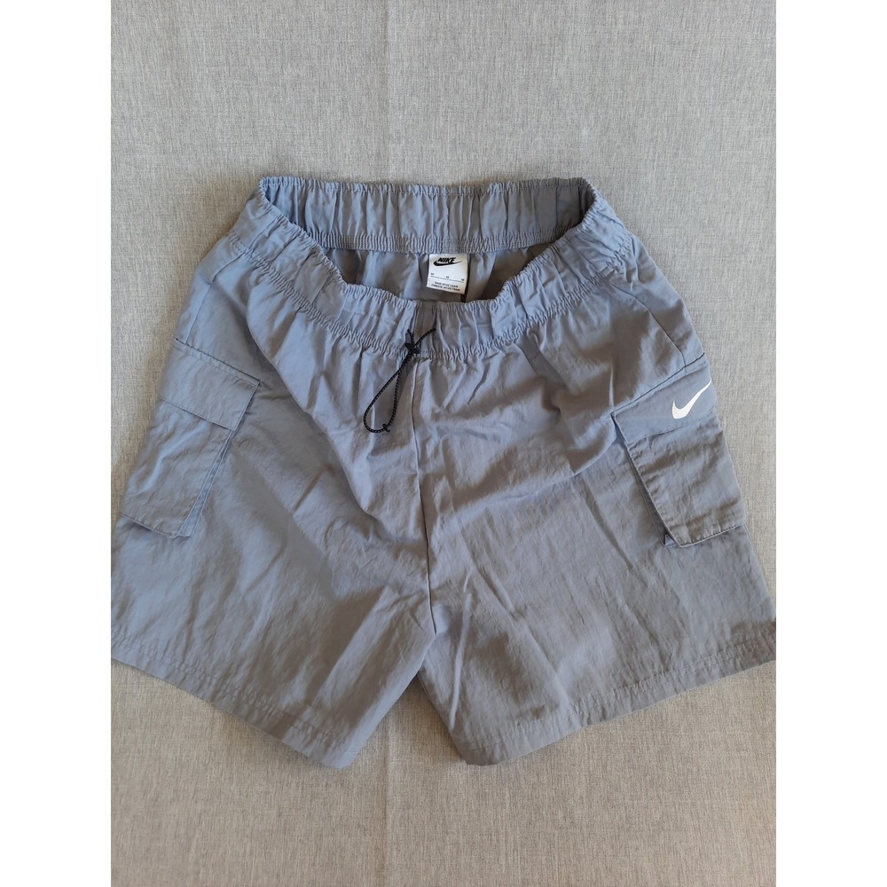 Nike Women Medium PureNylon Activewear HighRise Drawstring NikeLogo Cargo Shorts